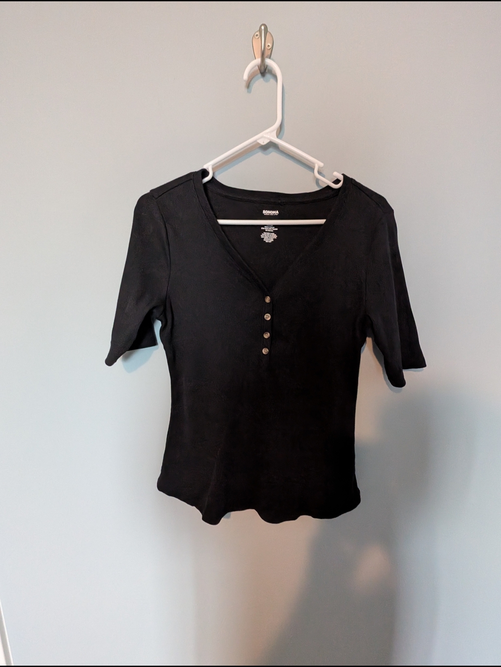 Sonoma Black Short-Sleeve Henley Top